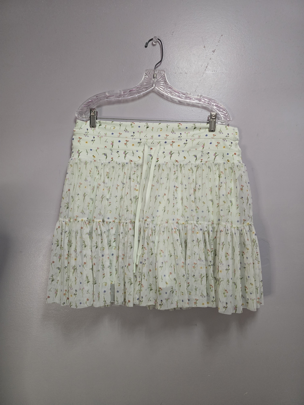 Popflex Light Floral Tiered Mini Skirt Skort White/Cream Size 2x